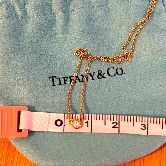 Tiffany & Co. 18k Yellow Gold 16” Chain Necklace .05 CTW Bezel-Set Diamond NWOB - Picture 11 of 15